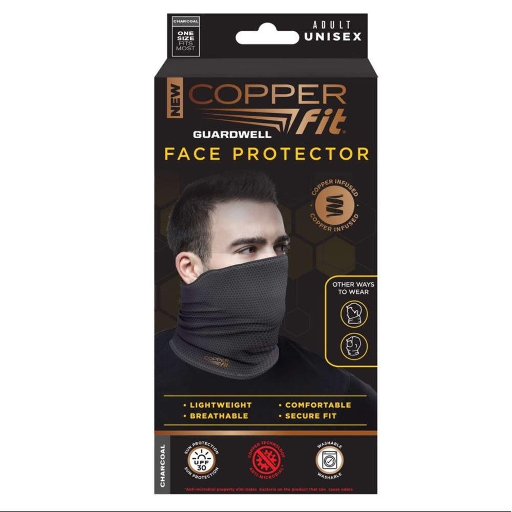 NWT Copper Fit Face Protector Charcoal One size fits most, Unisex